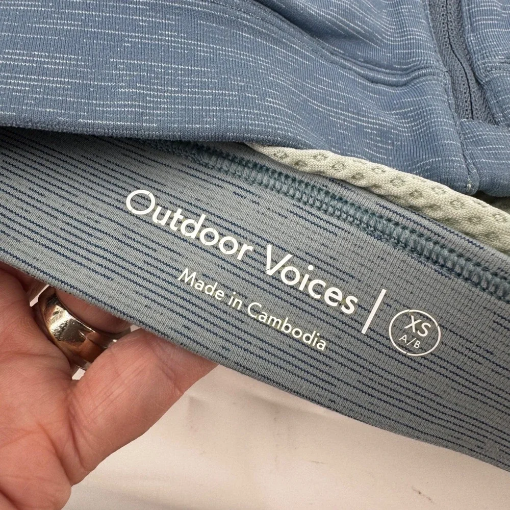 Outdoor Voices Women Blue Space Dye Front‎ Zip Sports Bra XS A/B High Impact
